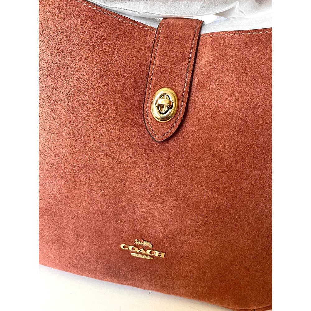 Coach Hadley Convertible Crossbody Bag Gold Clay Suede Leather CCG43 - Picture 8 of 12